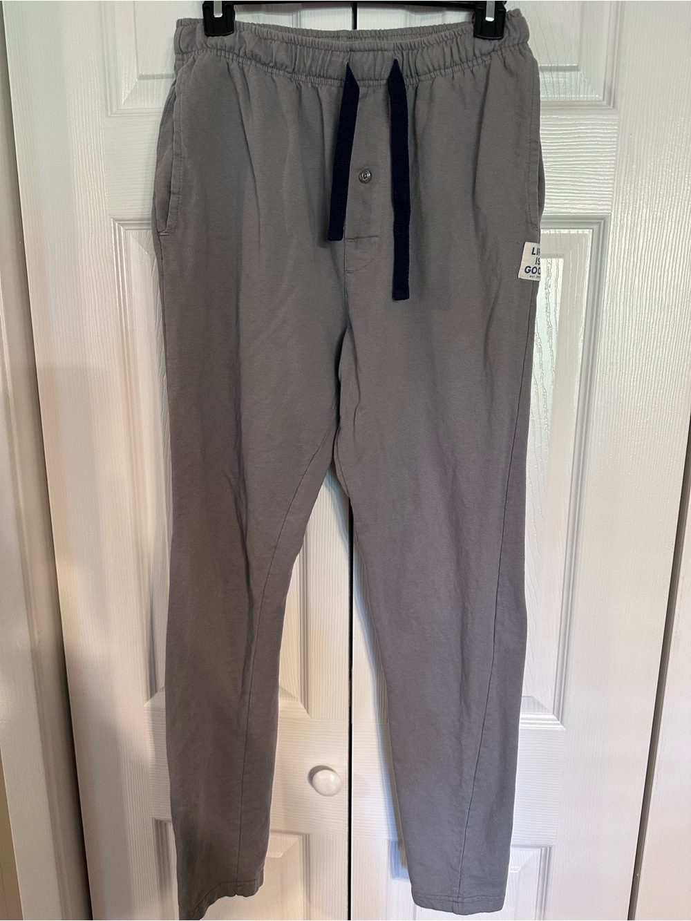 Men’s Life Is Good Gray Jogger Sweatpants with Black Drawstring Size S